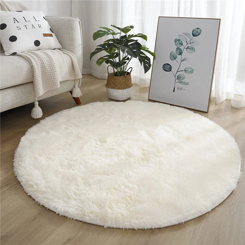 Round Fluffy Plush Carpet for Home Living Room Decor Thick Area Rugs Velvet Floor Mats